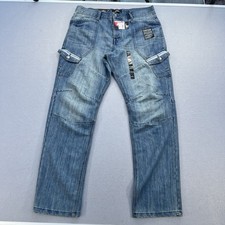 Airwalk Men Carpenter Utility Jeans Blue Denim 36W 34L NWT Workwear Multi-Pocket