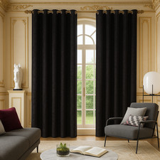 Crushed Velvet Curtains Pair Eyelet Ring Top Fully Lined 46 X 72 66 X 90 90 X 90