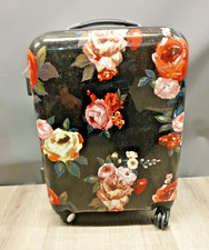 Black Red Floral Hard Case Suitcase Spinner Four Wheel Extending Handle 39x22x57
