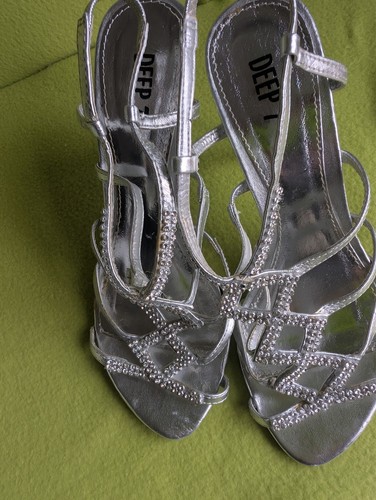 Silver ladies heeled sandals - silver,