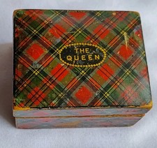 Rare Antique Tartanware "The Queen" Lozenge Box Clan McLean Advertising