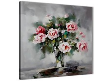 Pink Grey Flowers Painting