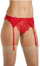 Ladies Lace Suspender Belt Red  Size S, M, L ,XL