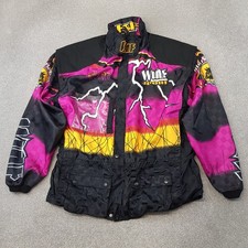 Vintage Wulf Sport Jacket Large Purple Black Motocross Bike Racing Removable Arm