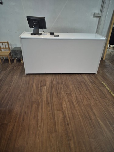 White retail counter good - white,