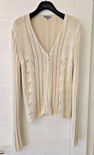 PER UNA Ladies Cream Beige Zipped Cable Knit Cardigan Size UK 16