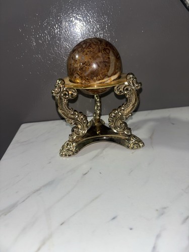 Vintage ornate brass crystal - vintage,