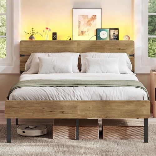 Double bed frame - bed, led