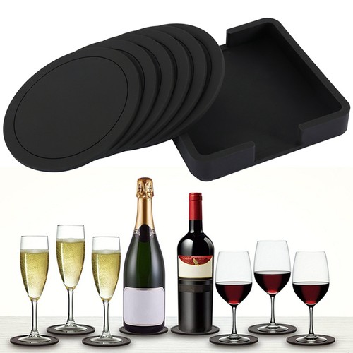 7pc silicone rubber coasters - 7pc,