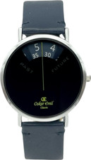 Oskar Emil Classic MYSTIC Quality Unusual No Hands Watch  Silver/Blue Leather