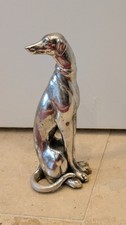 Greyhound Dog Figure Ornament. Resin  with a Chrome like Finish. 7" (17 m) Tall