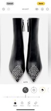ZARA Heel Ankle Boots | EU 37| Black Studded Toe Bootie | Brand New RRP £99