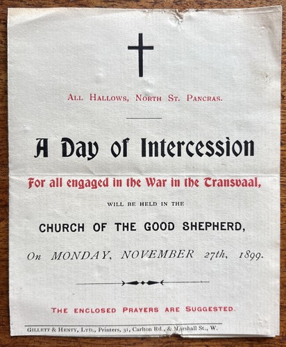 Antique 1899 boer war day - boer, of