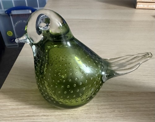 Glass bird paperweight - glass,