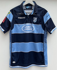 Cardiff Blues 2018/19 Home Rugby Shirt Macron Short Sleeve Mens Small S