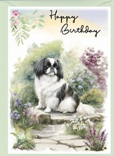 Japanese Chin Dog Birthday Card (4"x 6") with blank inside - by Starprint