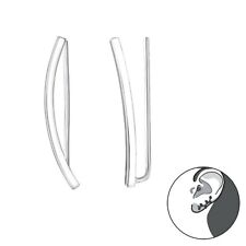 925 Sterling Silver Curved Ear Vine Climber Crawler Stud Earrings Gift Bag UK