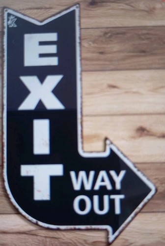 Exit way out black white - black/white, wood