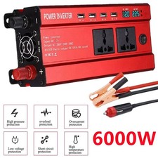 DC 12V to AC 220V 240V 6000W Peak Power Inverter Car Converter 4 USB 2 Socket