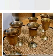 Vintage Set of 6 Brass Goblets