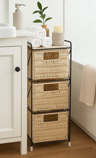 3 Drawer Slim Bathroom Storage Unit Woven Organizer Cabinet Box for Bathroom