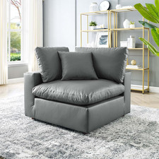 Overstuffed Gray Vegan Leather