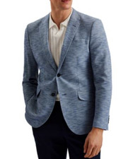 TED BAKER Suit Jacket Blazer Mens TB 3 UK M Marcusj Blue Slim Fit Jersey NEW