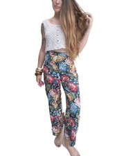 Zara Boho Floral Trousers S 8 Palazzo Wide Leg Flower Hippie Vintage Bohemian
