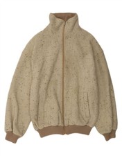 BLUE DEVIL Mens Knit Bomber Jacket Medium Off White Flecked Polyester XQ10