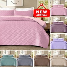 New 3PCs Quilted Bedspread Basket Weave Bedding Set Reversible 2-in-1 Bed Throw