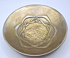 Vintage St. Justin Hammered Pewter Celtic Knot Dish, Cornwall, England c1990