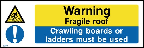 Warning fragile roof crawling - warning,