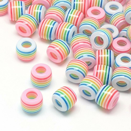 Striped barrel resin beads - barrel,