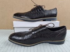 Brad&Co Mens Oxford Pointed Crocodile Skin Style Shoes Size EU 41  Made In Italy