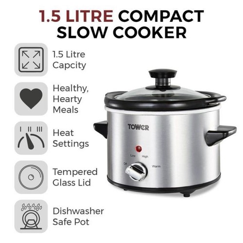 Tower compact slow cooker - 1.5l,