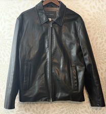 Vintage Banana Republic BR Men's L Black Classic Heavyweight Leather Jacket