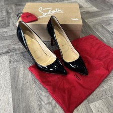 Ladies black patent Christian Louboutin PIGALLE 85mm Heel Stiletto shoes size 39