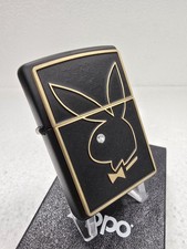 GENUINE Zippo Lighter PLAYBOY GOLD BUNNY CRYSTAL EYE Black Matte 2017 NEW IN BOX