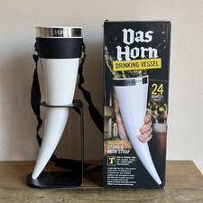 Beer Drinking Horn Vessel Das Horn with Strap Stand Viking Gear 709ml Stag Do