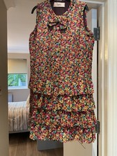 LUELLA FLORAL MINI DRESS 10/12 UK GOLD BUTTONED FRONT - FULLY LINED - FAB COND!!