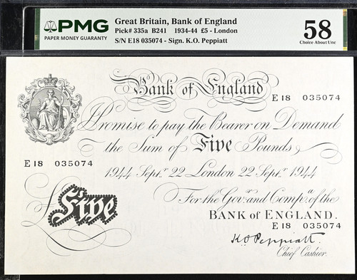 White five pound note - five,
