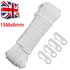 50FT 6MM White Flagpole Halyard Rope Flag Pole Rope Nylon Braided Cord Tool Sets
