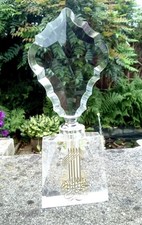 STUNNING ISLAMIC ARABIAN DUBAI GLASS CRYSTAL GALLERY PERFUME / SCENT BOTTLE