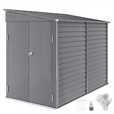 Outsunny 5 x 9ft Galvanised Metal Garden Shed with Foundation Kit, Grey