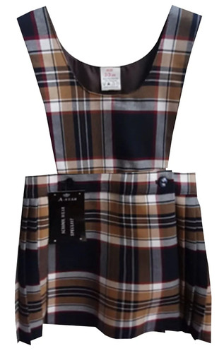 Girls uniform checked bib - girls,