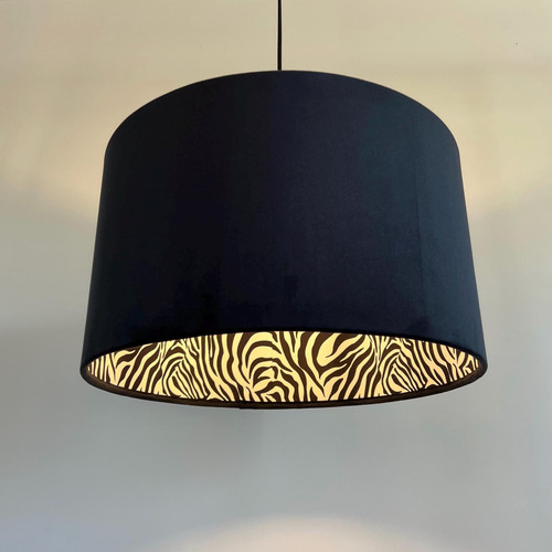 Black velvet drum lampshade/