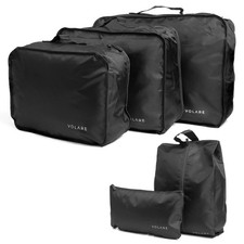 5 pcs -packing travel storage organiser suitcase backpack cubes bags - black