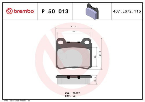 P50013 brake pad set - p50013, set,