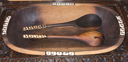 Vintage carved wooden - vintage, salad