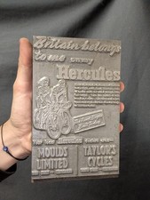 Hercules Bicycles Printing Plate Original Vintage Press Plate VGC